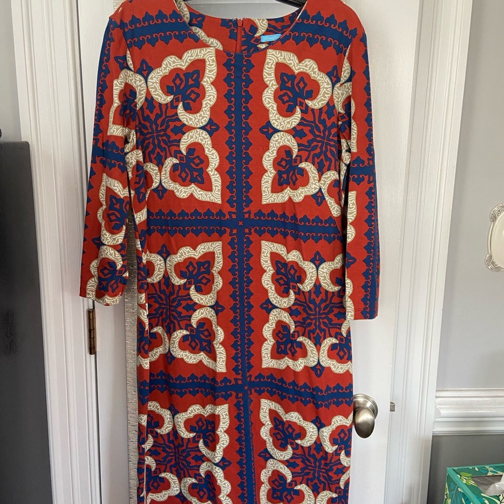 Women’s cream orange and Blue Long Sleeve dress. J McLaughlin size large
